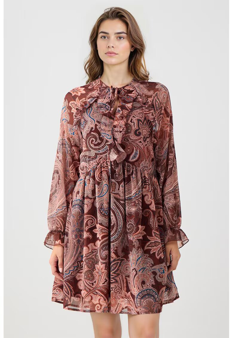 JIMMY KEY Rochie cu imprimeu paisley - Visiniu/Maro cognac