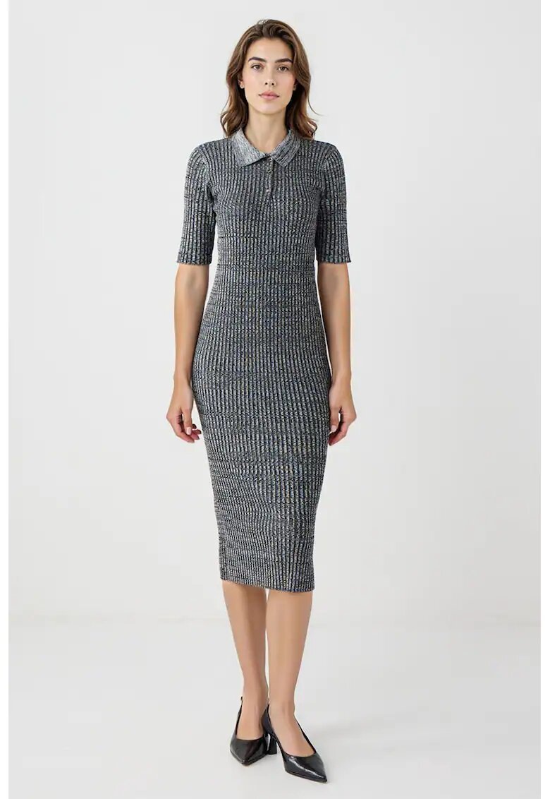 JIMMY KEY Rochie tricotata si striata cu croiala bodycon - Gri inchis melange