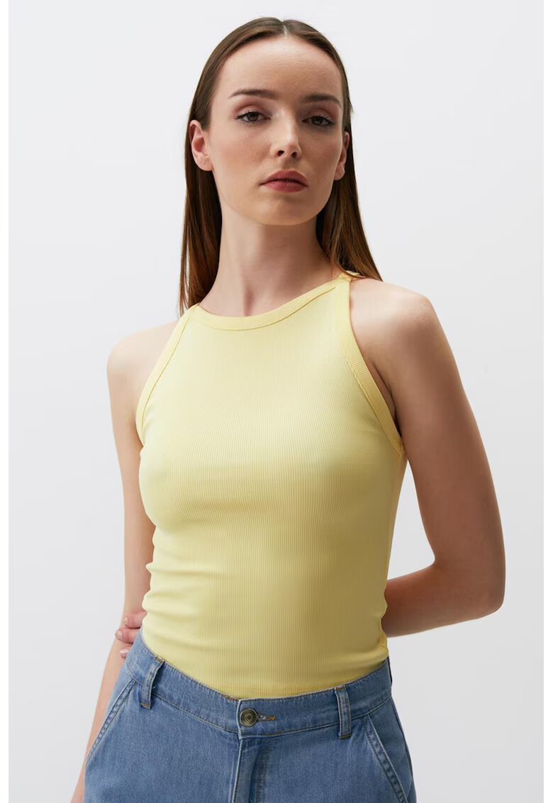 JIMMY KEY Top slim fit cu model uni - Galben pal