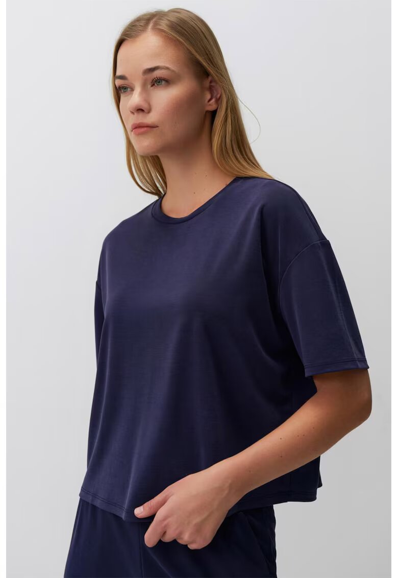 JIMMY KEY Tricou crop lejer din amestec de modal - Bleumarin