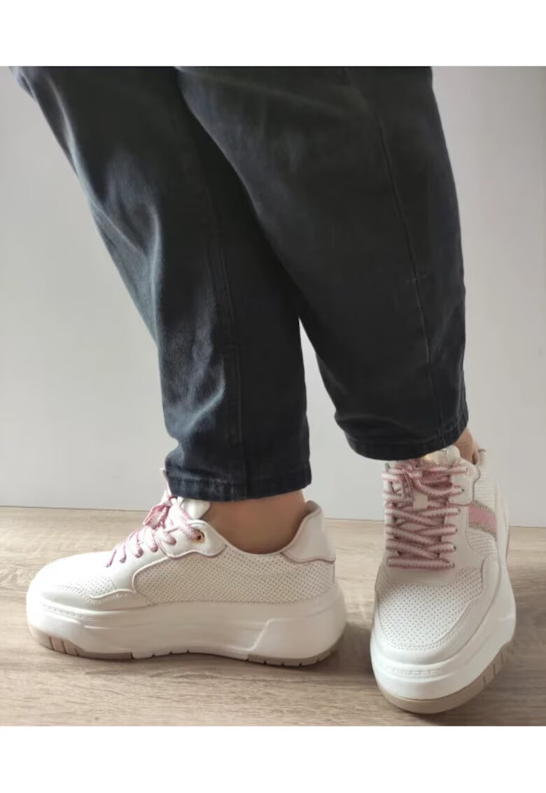 Jomix Pantofi Casual Dama Misscat 250536-6 Albi Cu Roz - Alb - Alb