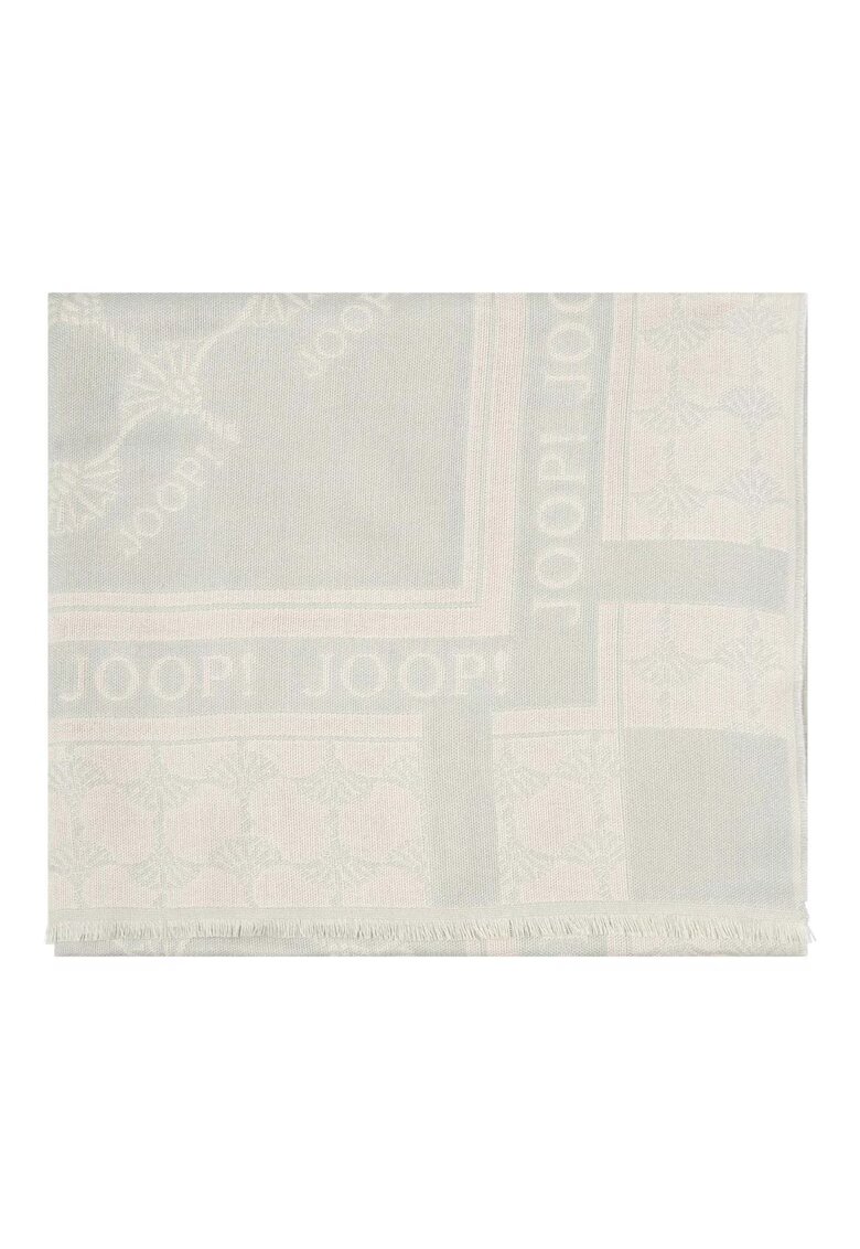 Joop! Esarfa cu model logo si margini franjurate - Verde pal
