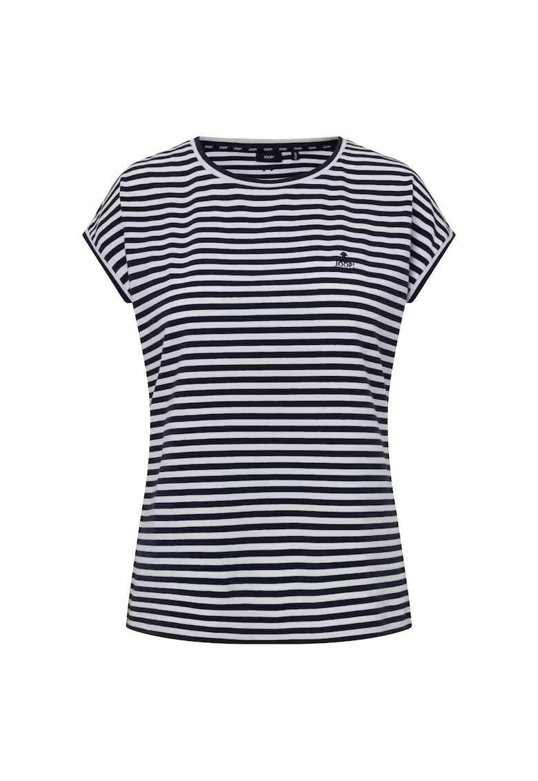 Joop! Tricou in dungi din amestec de bumbac - Alb/Albastru inchis