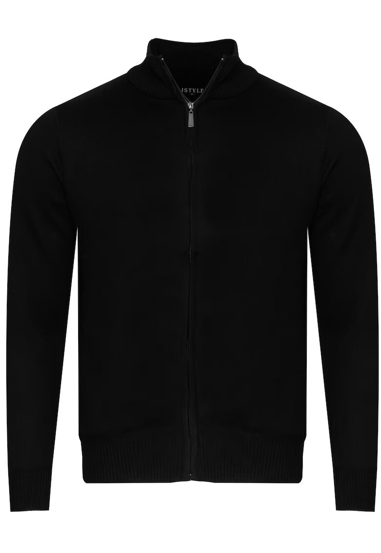 JSTYLE Pulover barbati - model 59B3605-3 - negru - 100% poliester - cu guler la jumatate si fermoar