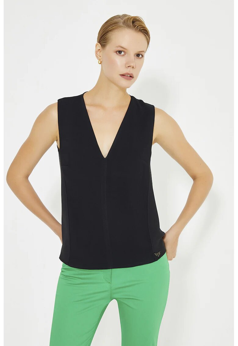 Just Like You Bluza cu decolteu in V - fara maneci - Negru