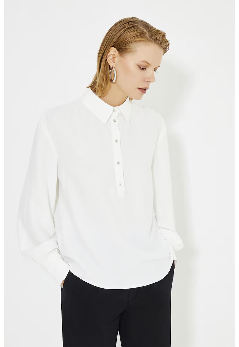 Just Like You Bluza uni cu fenta cu nasturi - Alb optic