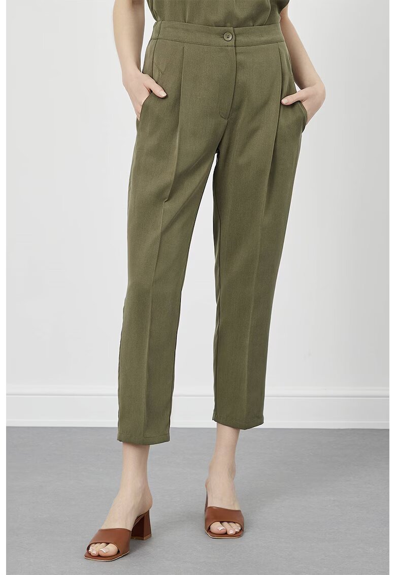Just Like You Pantaloni crop cu buzunare laterale - Kaki