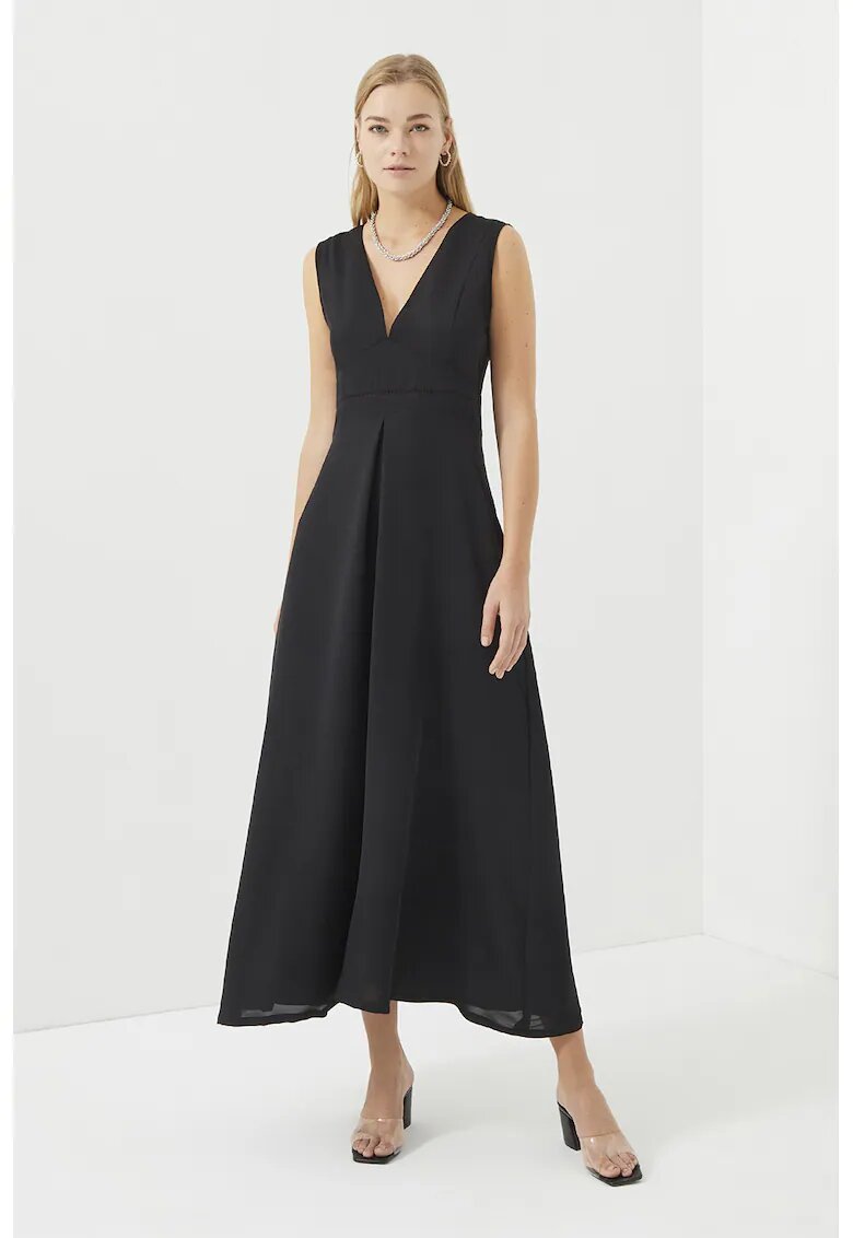 Just Like You Rochie lunga evazata cu model - Negru