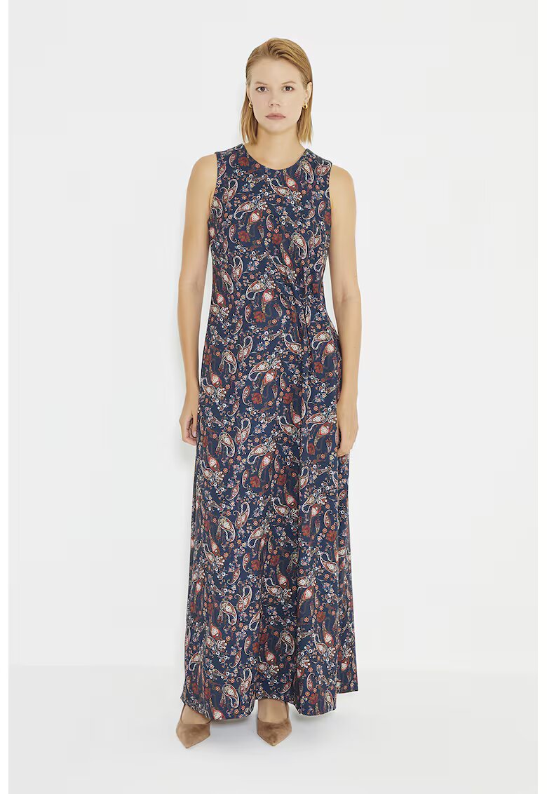Just Like You Rochie maxi cu model paisley - fara maneci - Rosu/Alb/Bleumarin