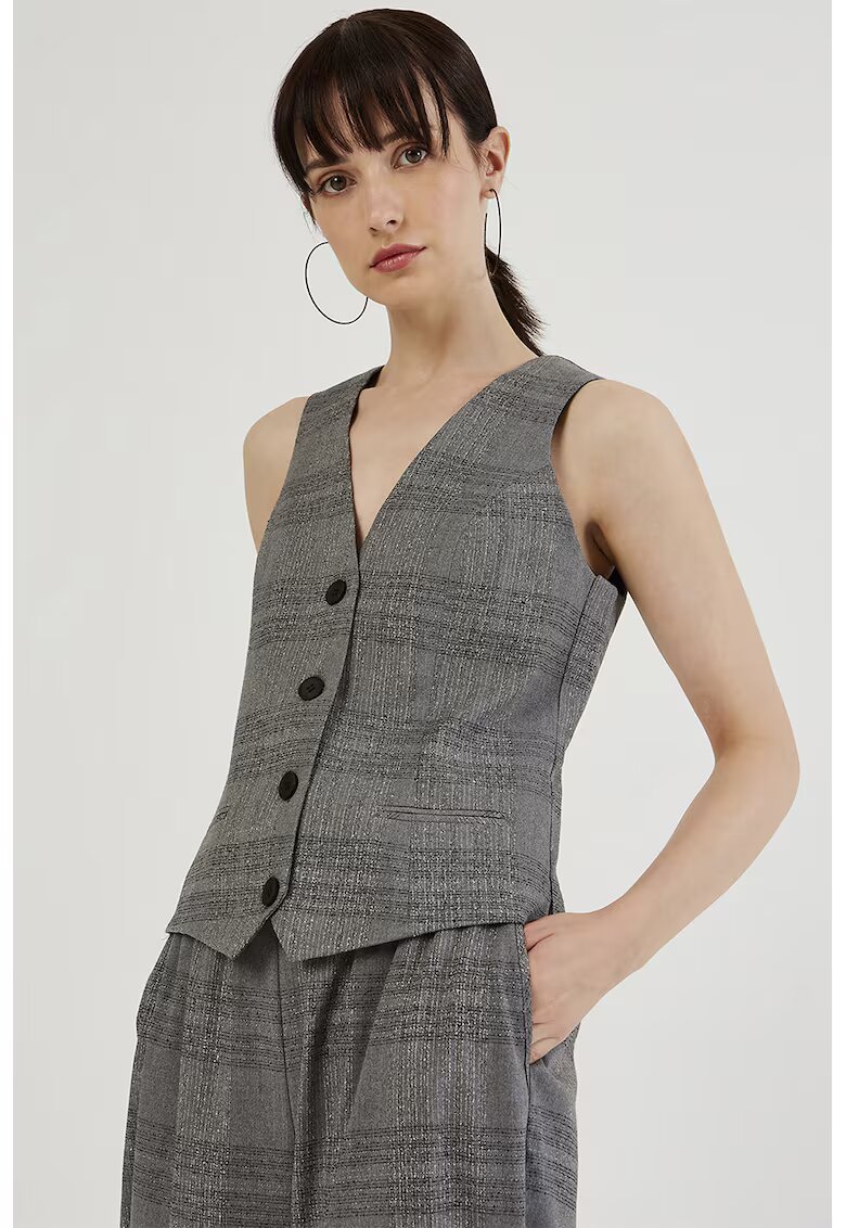 Just Like You Vesta din lurex cu decolteu in V - Gri inchis