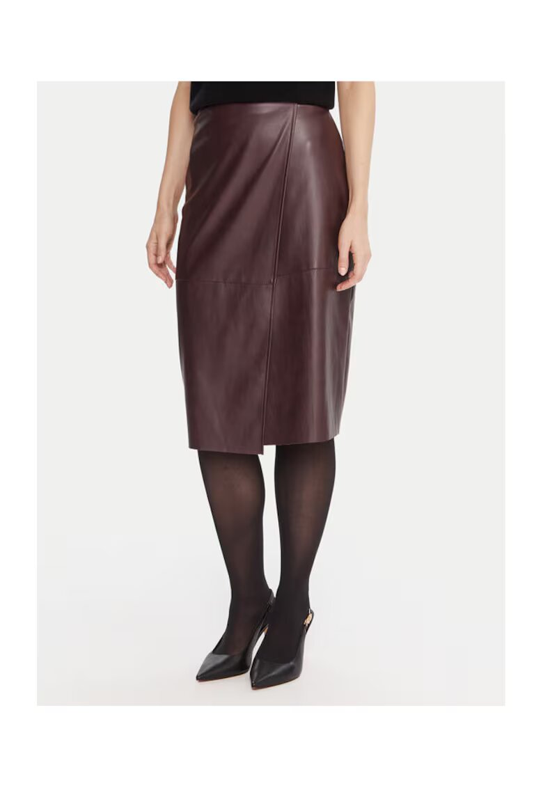 Kaos Fusta din imitatie de piele - bordo - femei