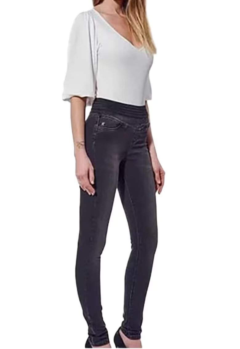 Kaporal Pantaloni jeggings dama negru - talie inalta - lungi - bumbac -