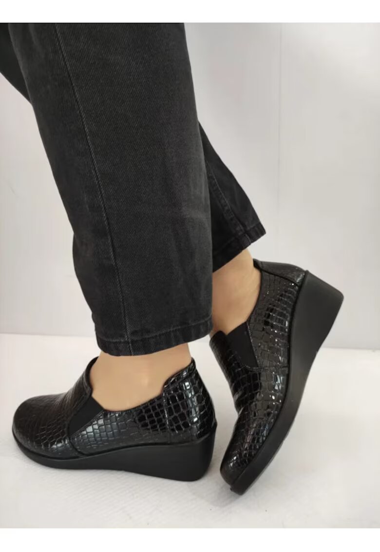 Karisma Pantofi Casual Dama 60017B 01-O Negri Croco - Negru - Negru