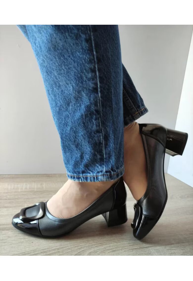 Karisma Pantofi Eleganti Dama 60008C 51-N Gri Metalic + Negru Lac - Gri - Gri