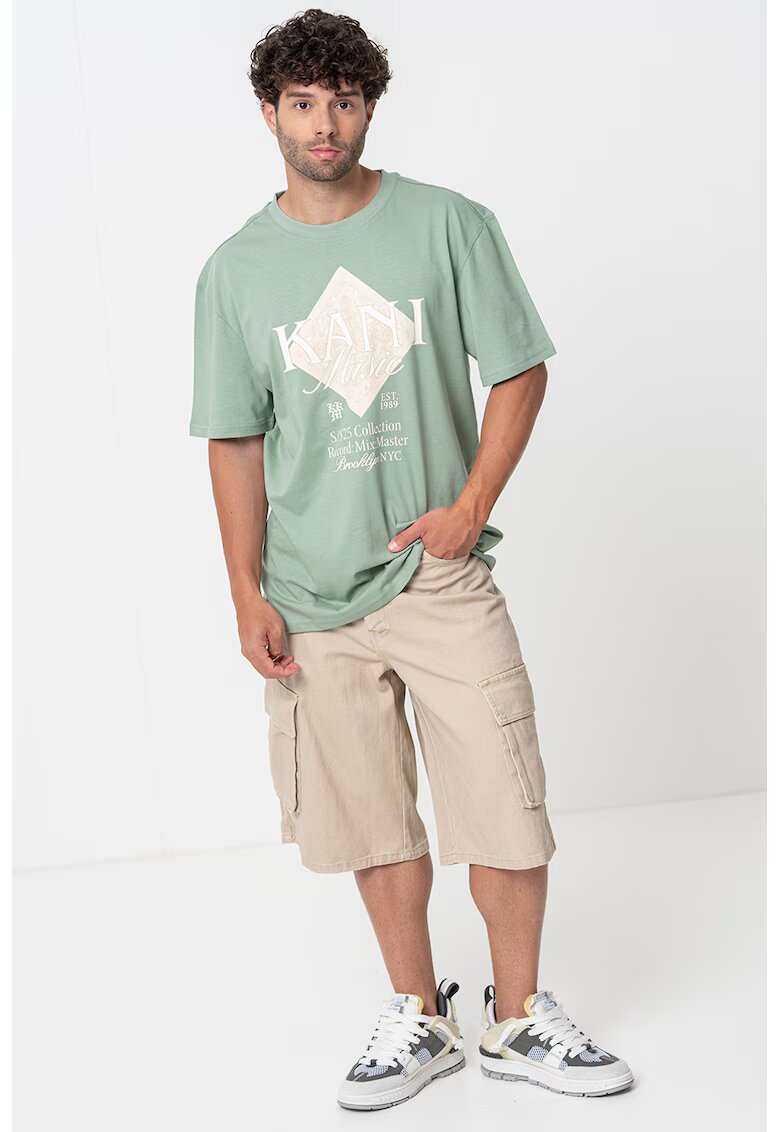 Karl Kani Tricou cu imprimeu logo - Verde deschis/Bej deschis