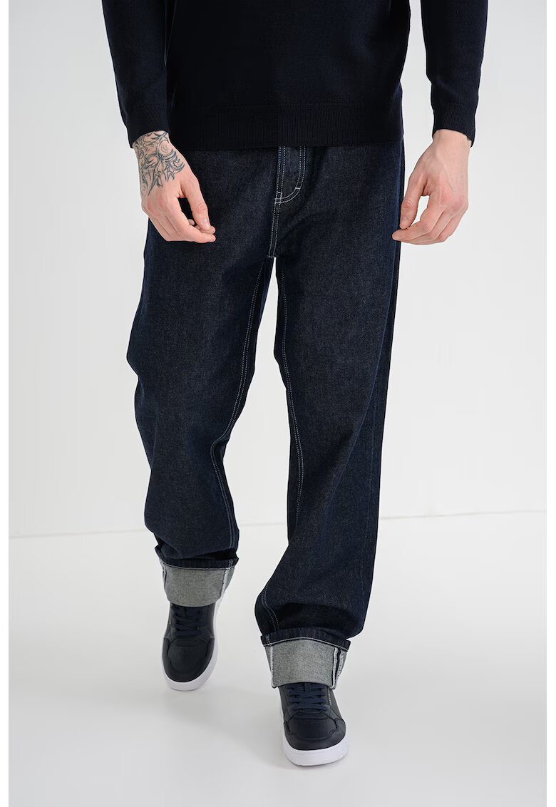 Karl Lagerfeld Blugi relaxed-fit cu nasturi - Albastru inchis