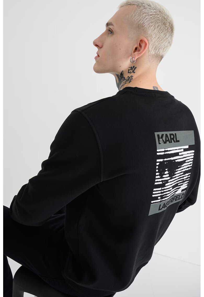Karl Lagerfeld Bluza de trening cu imprimeu pe partea din spate - Negru