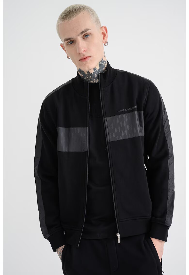 Karl Lagerfeld Bluza de trening cu logo si fermoar - Negru