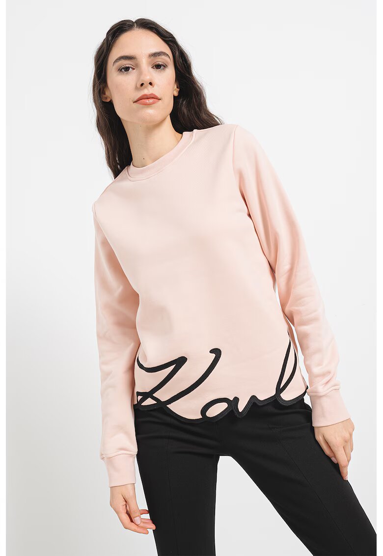 Karl Lagerfeld Bluza de trening din amestec de bumbac organic cu logo brodat - Piersica