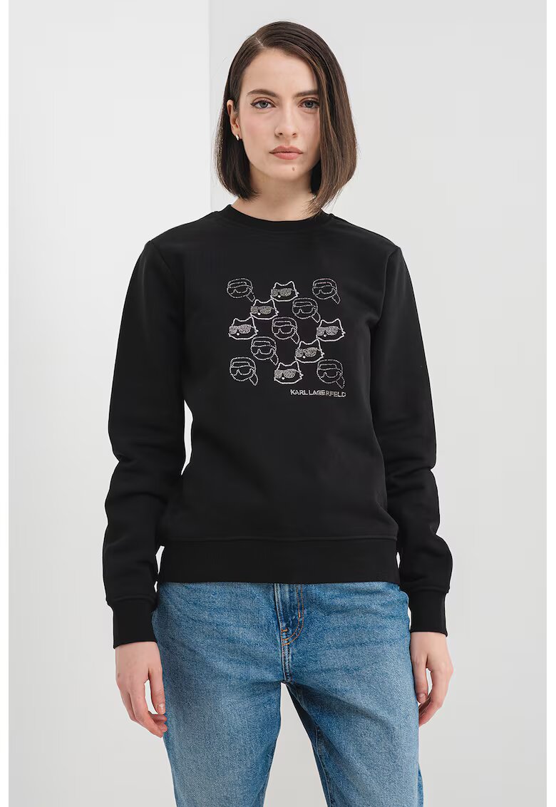 Karl Lagerfeld Bluza de trening din bumbac organic cu logo - Negru