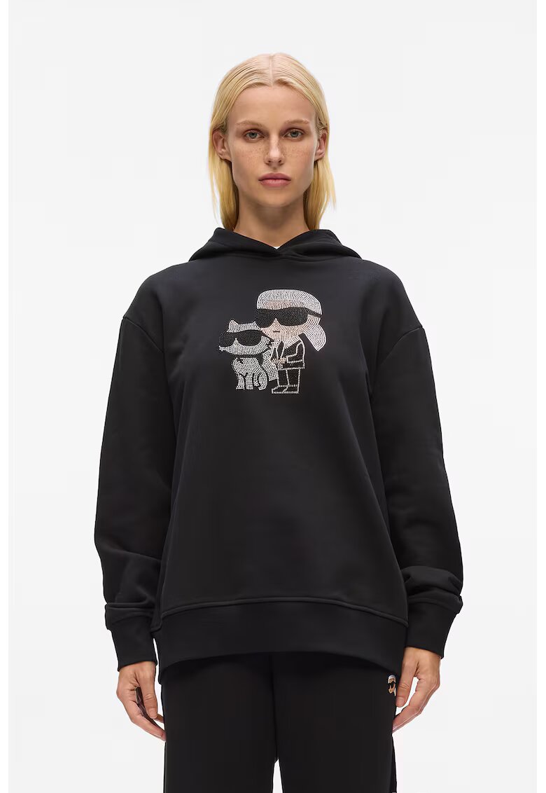 Karl Lagerfeld Hanorac cu strasuri - Alb/Negru