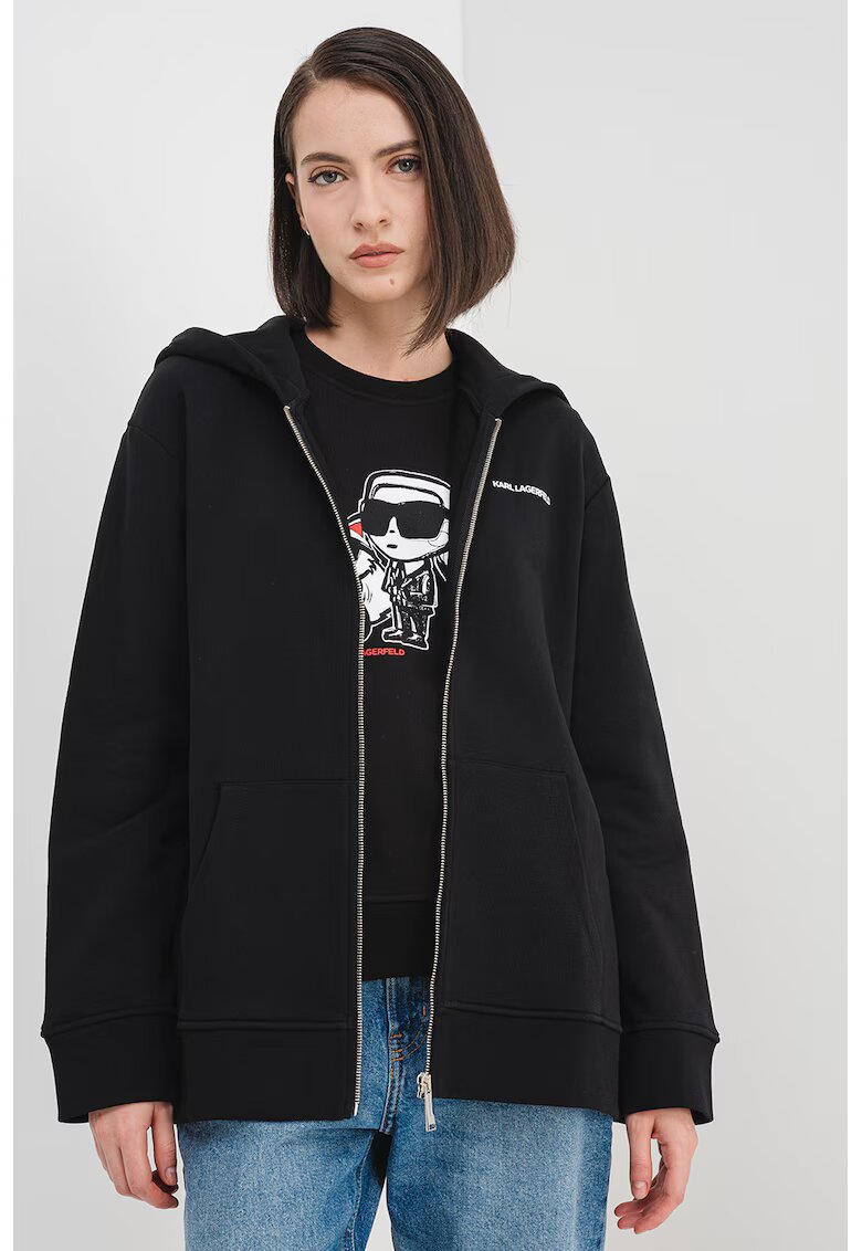 Karl Lagerfeld Hanorac lejer cu fermoar si buzunare - Negru