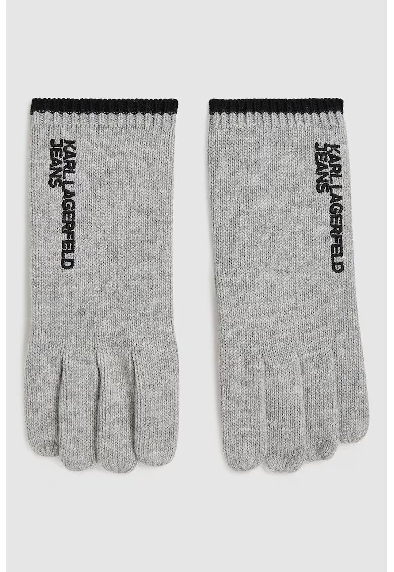 Karl Lagerfeld Jeans Manusi din tricot cu broderie - Gri deschis melange