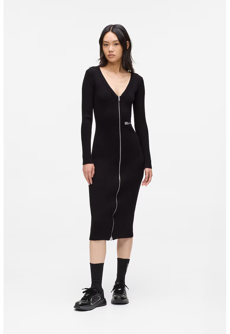 Karl Lagerfeld Jeans Rochie tricotata fin cu croiala bodycon - Negru