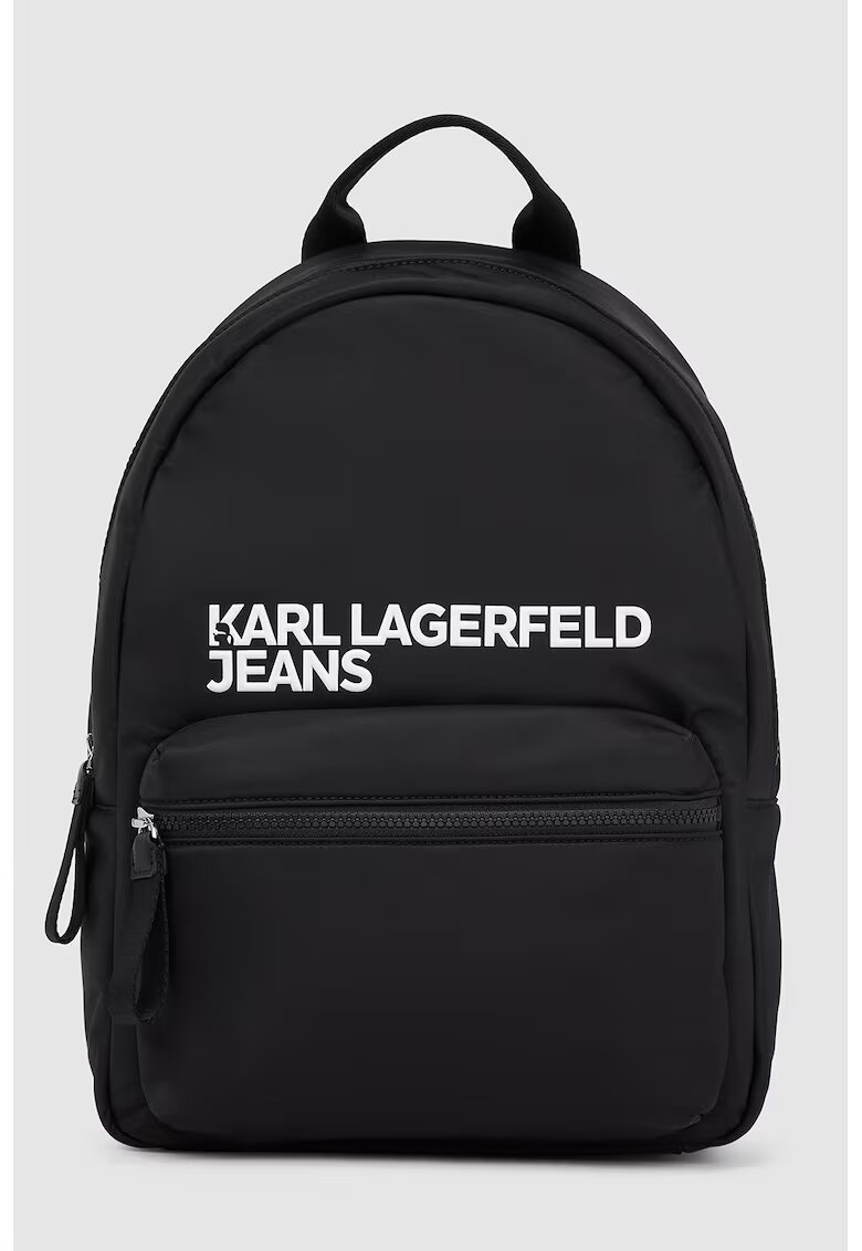 Karl Lagerfeld Jeans Rucsac cu buzunar exterior si imprimeu logo - Alb/Negru
