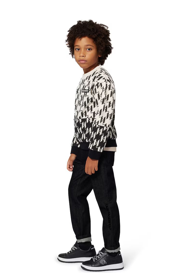 KARL LAGERFELD KIDS Bluza de trening cu model logo - Alb fildes/Negru