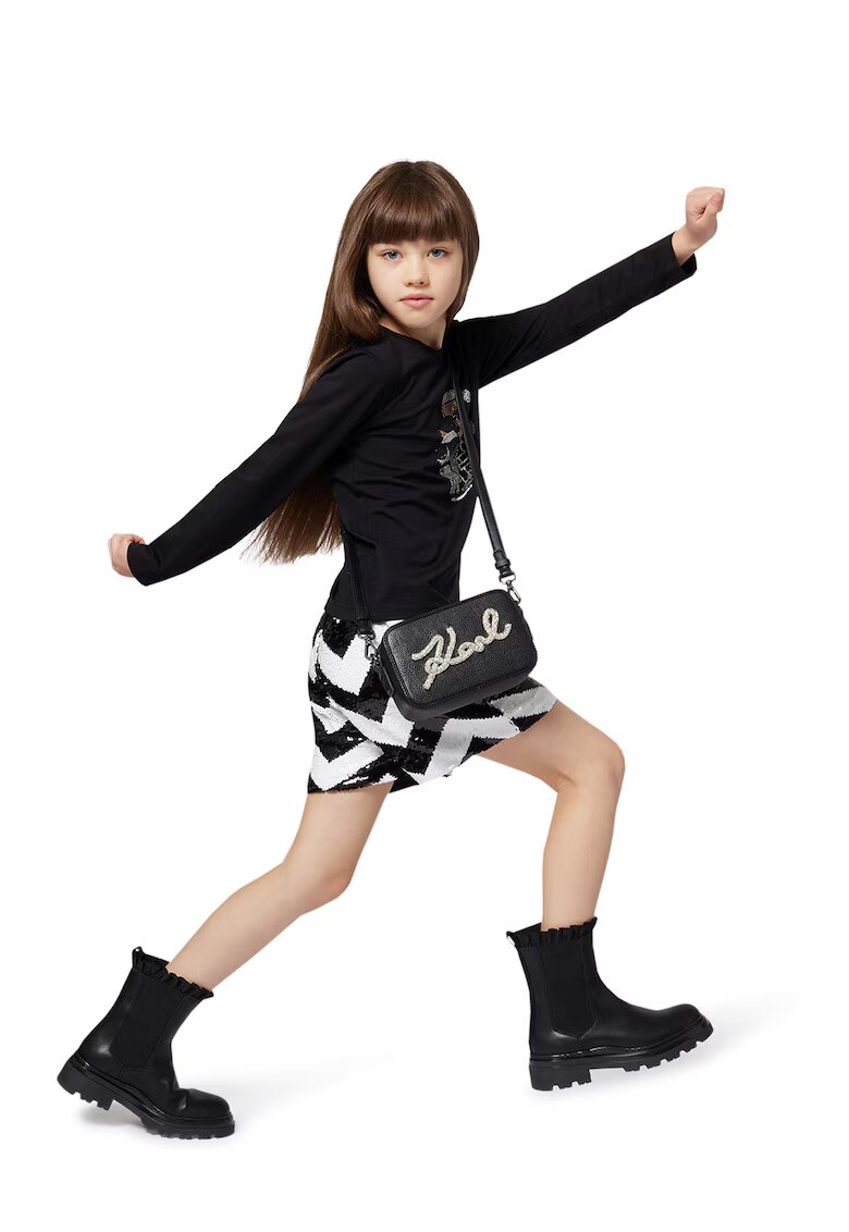 KARL LAGERFELD KIDS Pantaloni scurti cu paiete - Alb/Negru