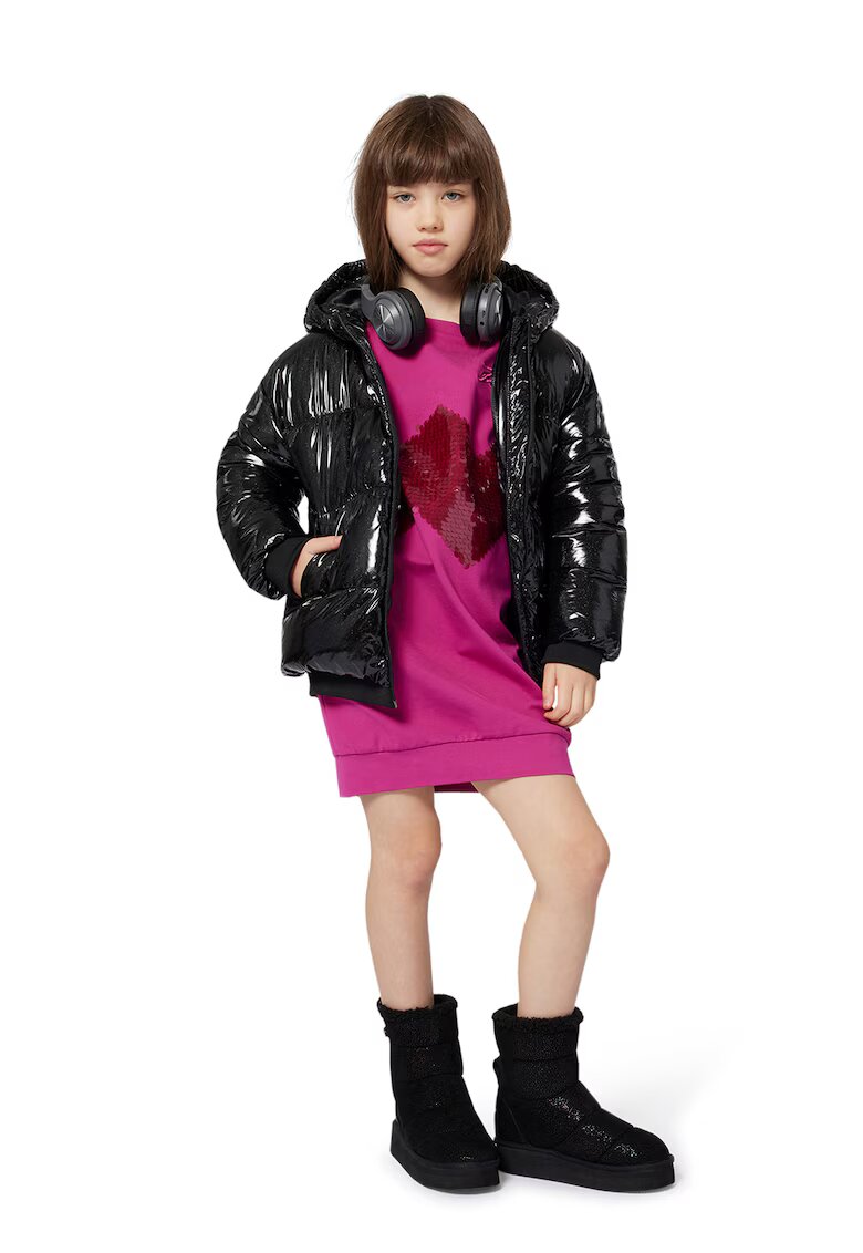 KARL LAGERFELD KIDS Rochie sport cu aplicatii cu paiete - Fucsia