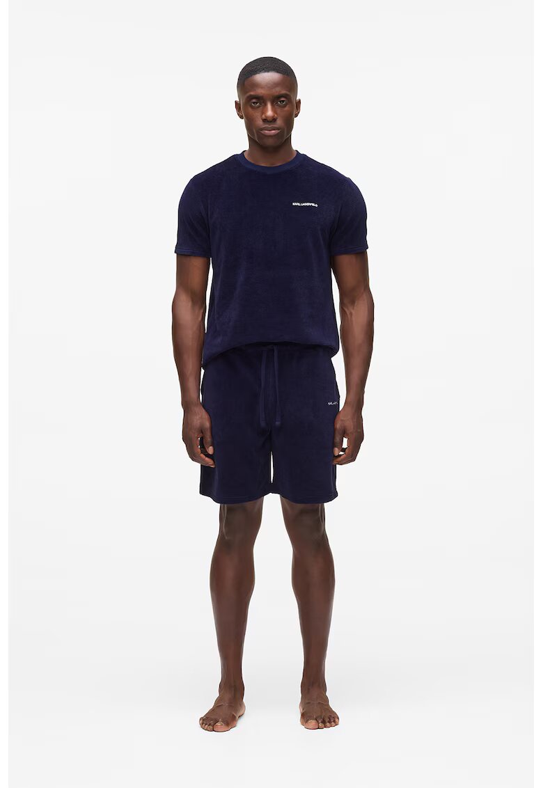 Karl Lagerfeld Pantaloni scurti de pijama de catifea - Bleumarin