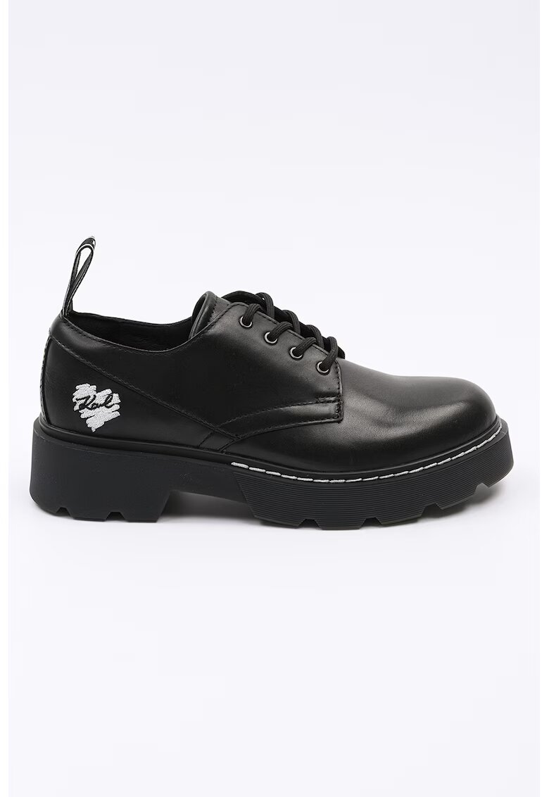Karl Lagerfeld Pantofi din piele cu logo brodat - Negru