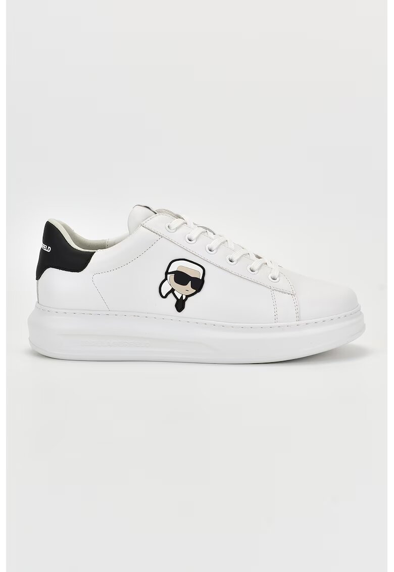 Karl Lagerfeld Pantofi sport de piele cu aplicatie logo - Alb optic