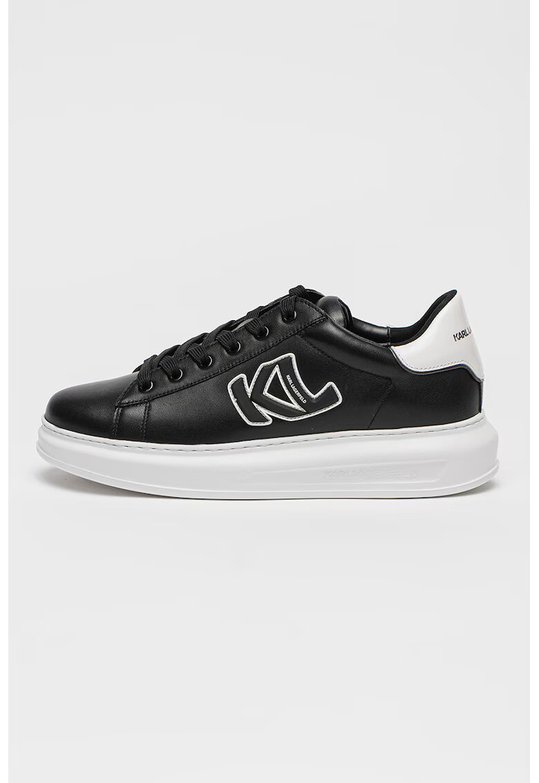 Karl Lagerfeld Pantofi sport de piele cu detalii din material sintetic - Negru/Alb optic