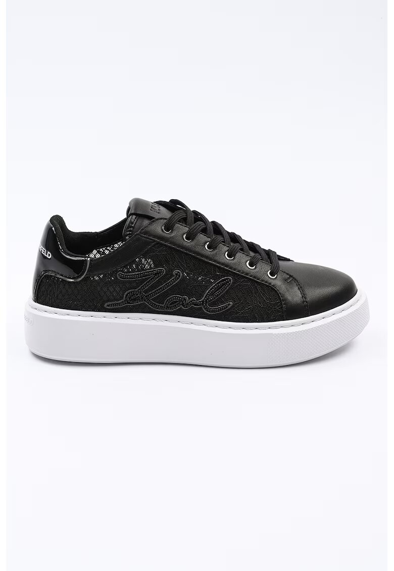 Karl Lagerfeld Pantofi sport de piele cu insertii de plasa - Negru