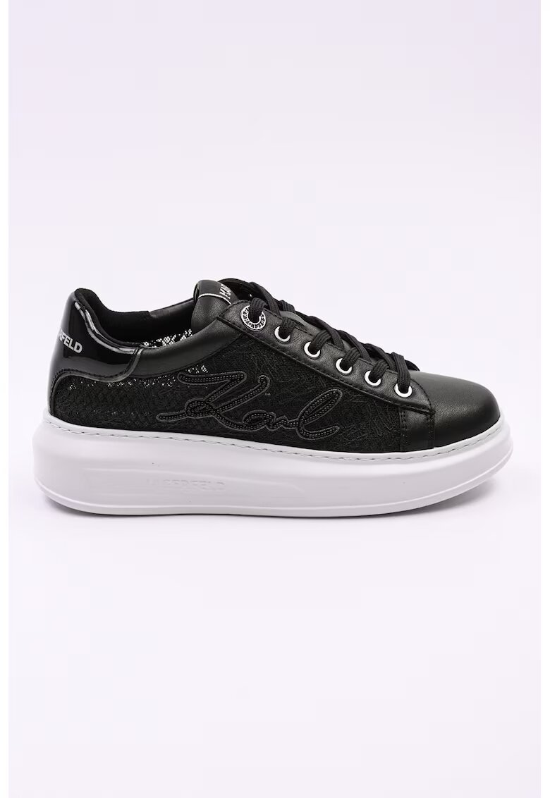 Karl Lagerfeld Pantofi sport de piele cu logo si segmente semitransparente Kapri - Negru