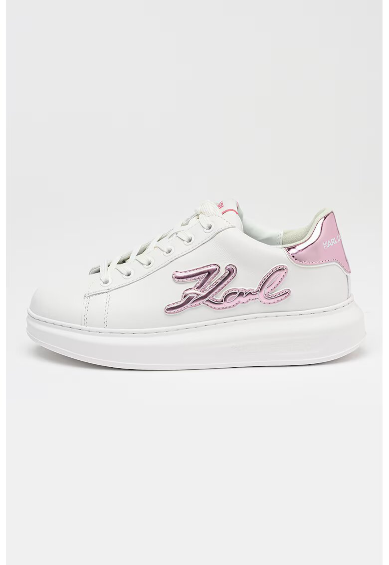 Karl Lagerfeld Pantofi sport din piele cu imprimeu logo - Lila/Alb optic