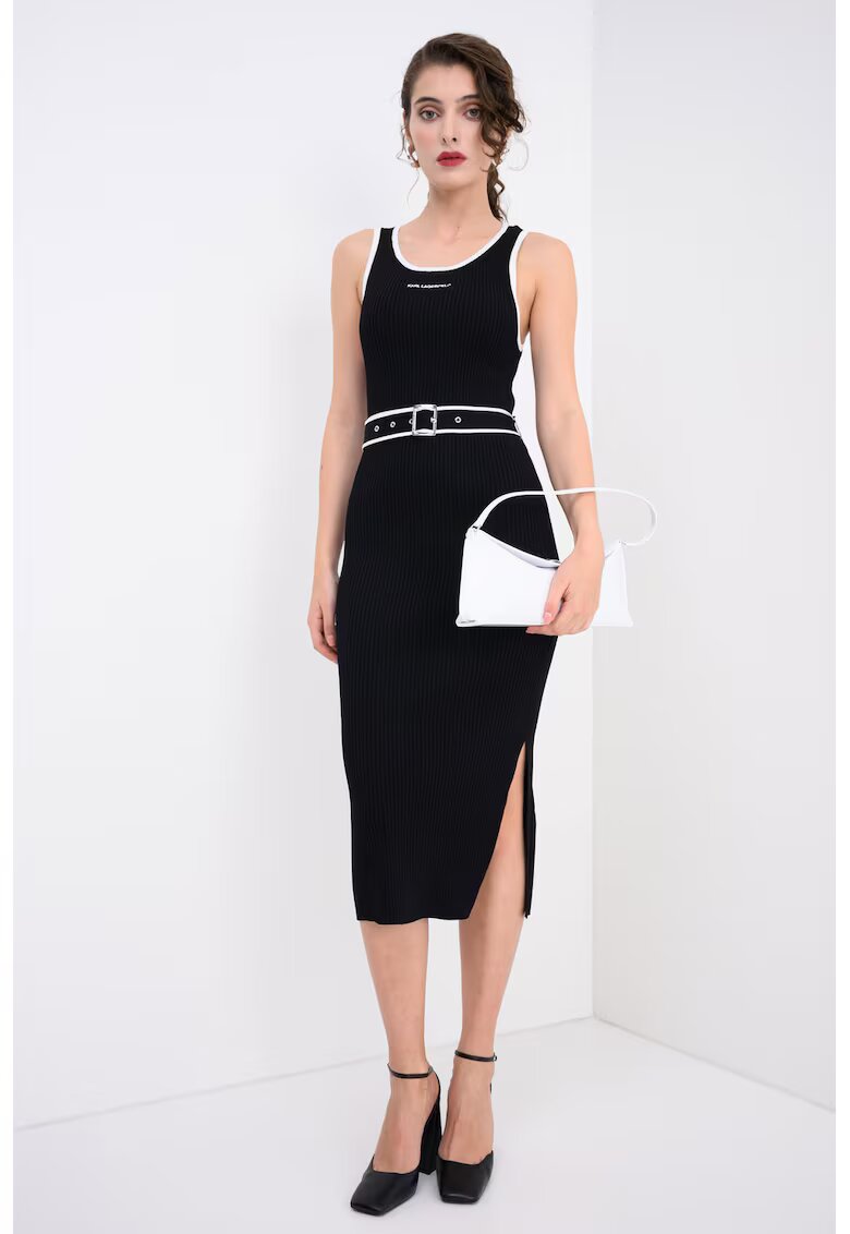 Karl Lagerfeld Rochie midi cu accente contrastante - Alb/Negru