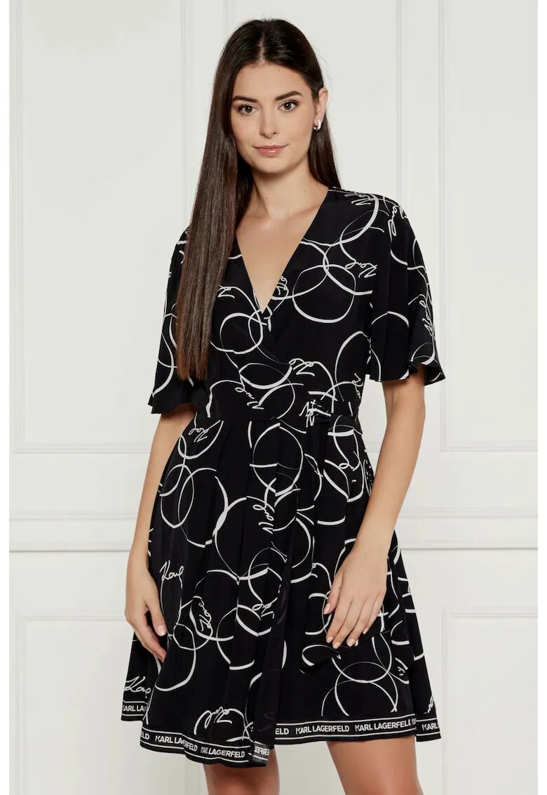 Karl Lagerfeld Rochie mini evazata - Negru