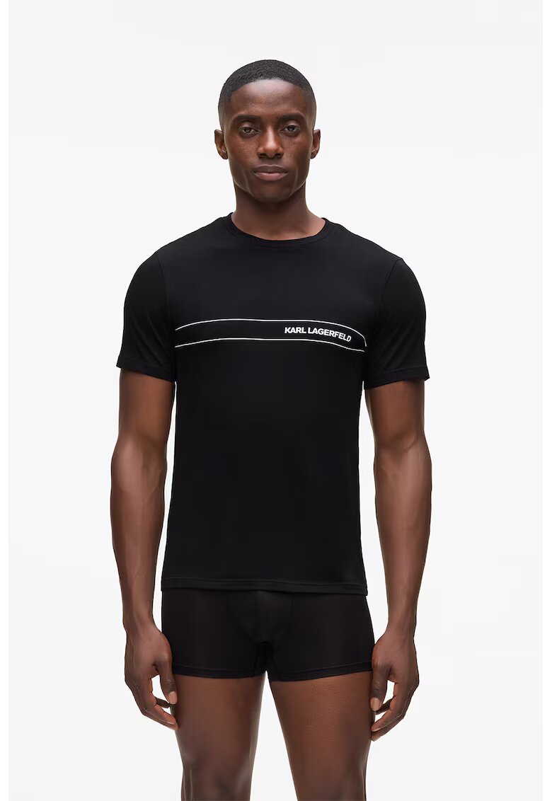 Karl Lagerfeld Set de tricou de pijama slim fit si boxeri - Negru