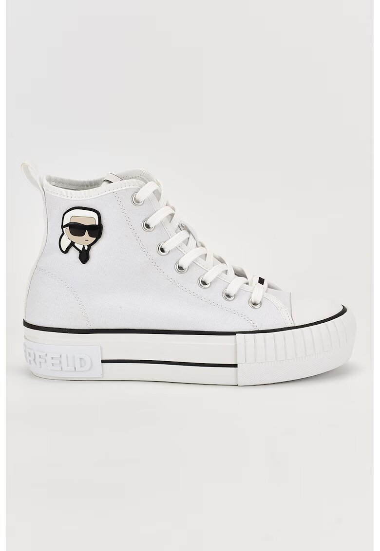 Karl Lagerfeld Tenisi mid-high cu detalii logo - Alb/Negru