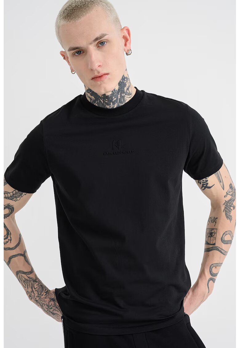 Karl Lagerfeld Tricou cu decolteu la baza gatului - Negru