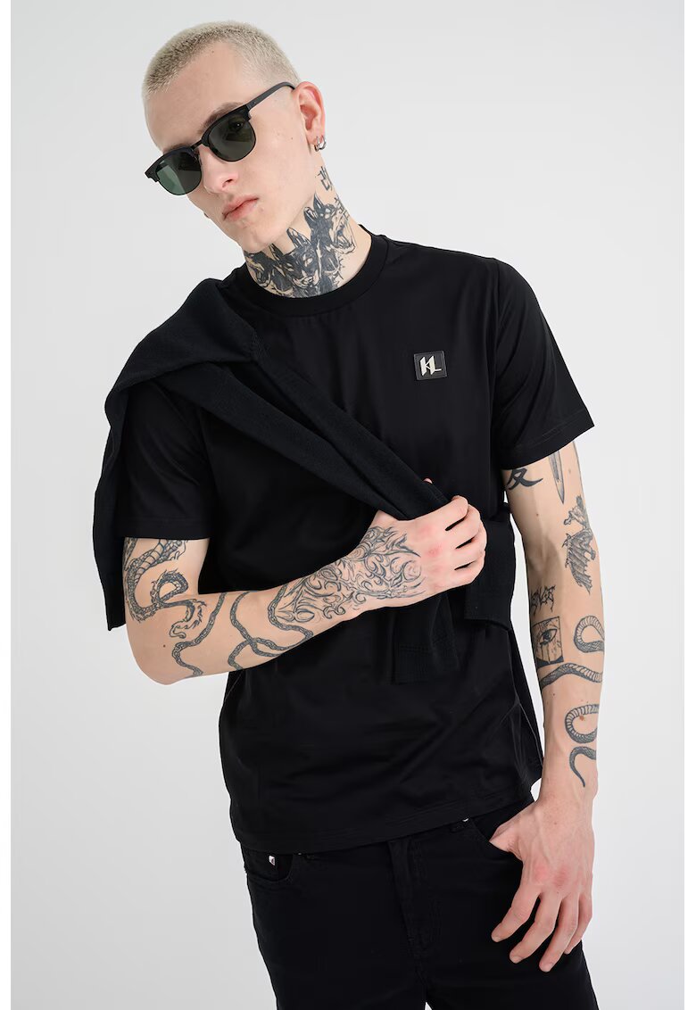 Karl Lagerfeld Tricou cu decolteu rotund - Negru