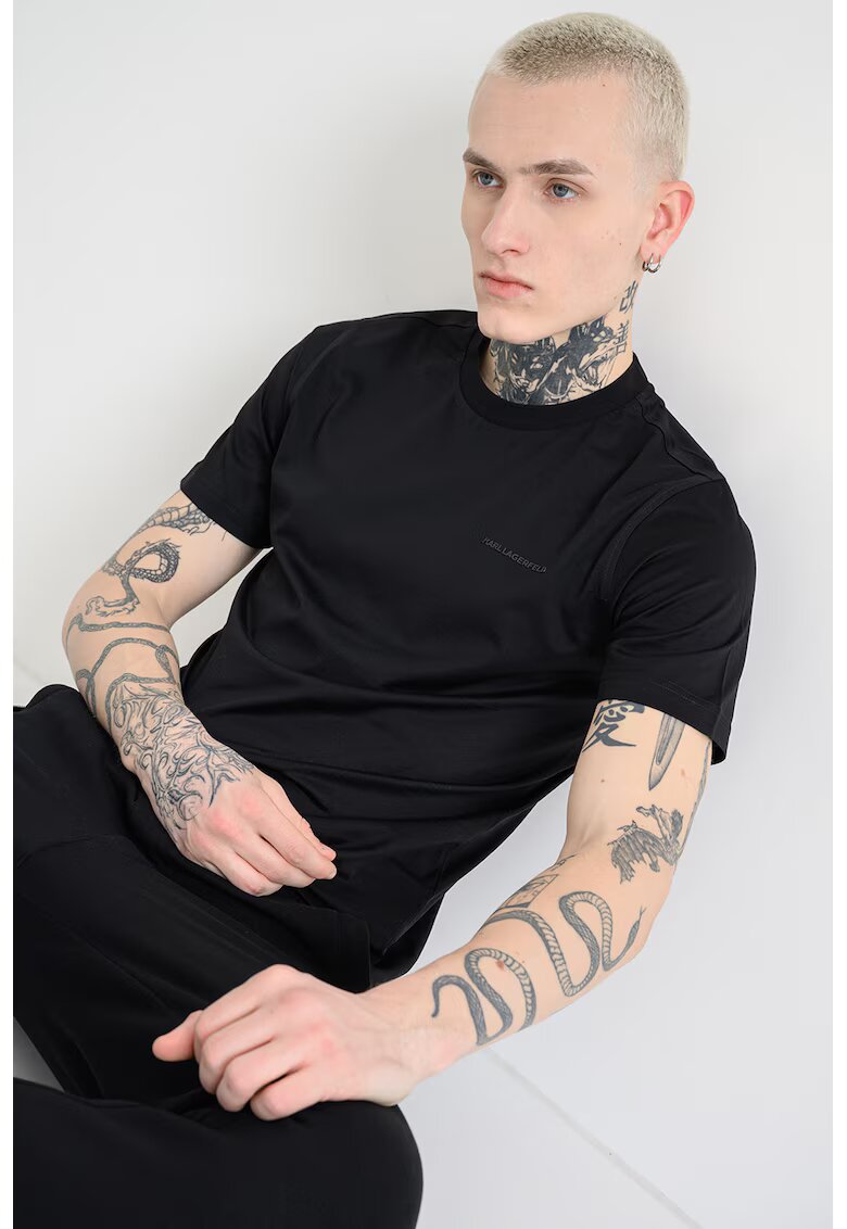 Karl Lagerfeld Tricou cu decolteu rotund - Negru
