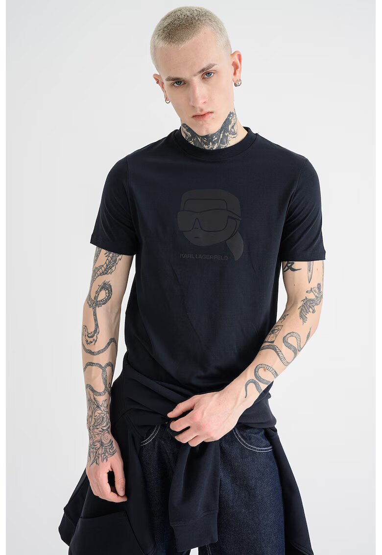 Karl Lagerfeld Tricou cu imprimeu logo - Negru stins