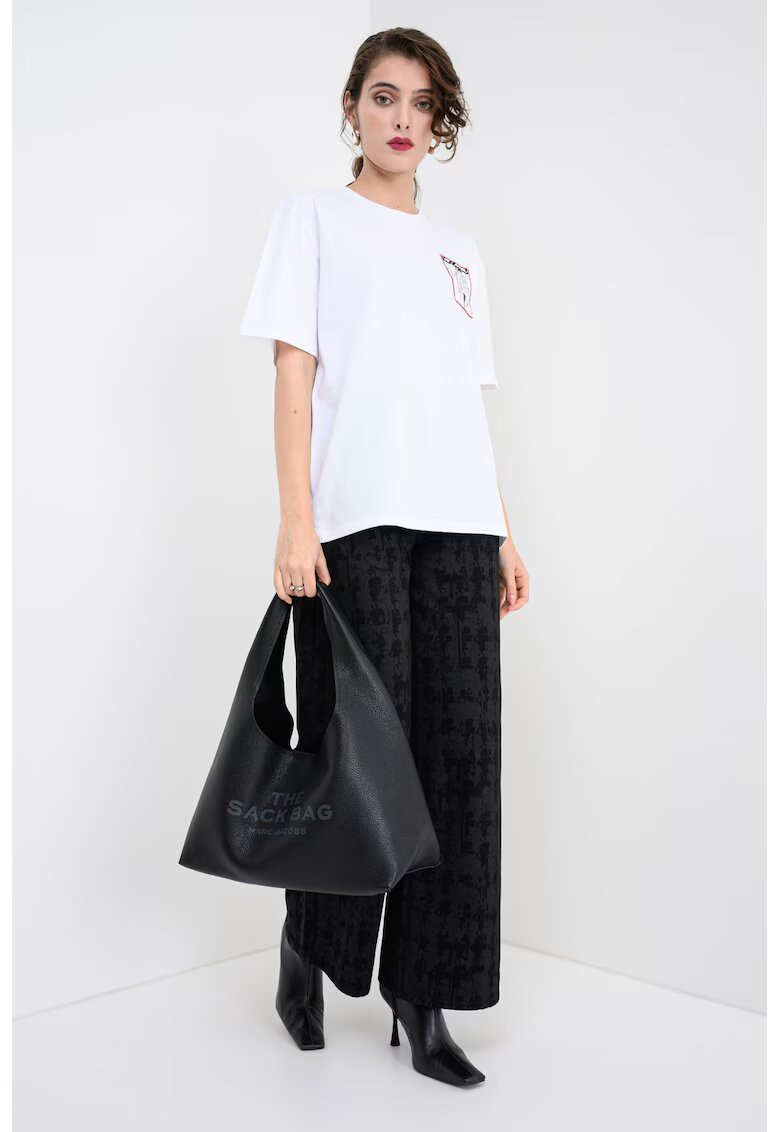 Karl Lagerfeld Tricou din bumbac organic cu imprimeu pe partea din fata si pe partea din spate - Rosu/Alb