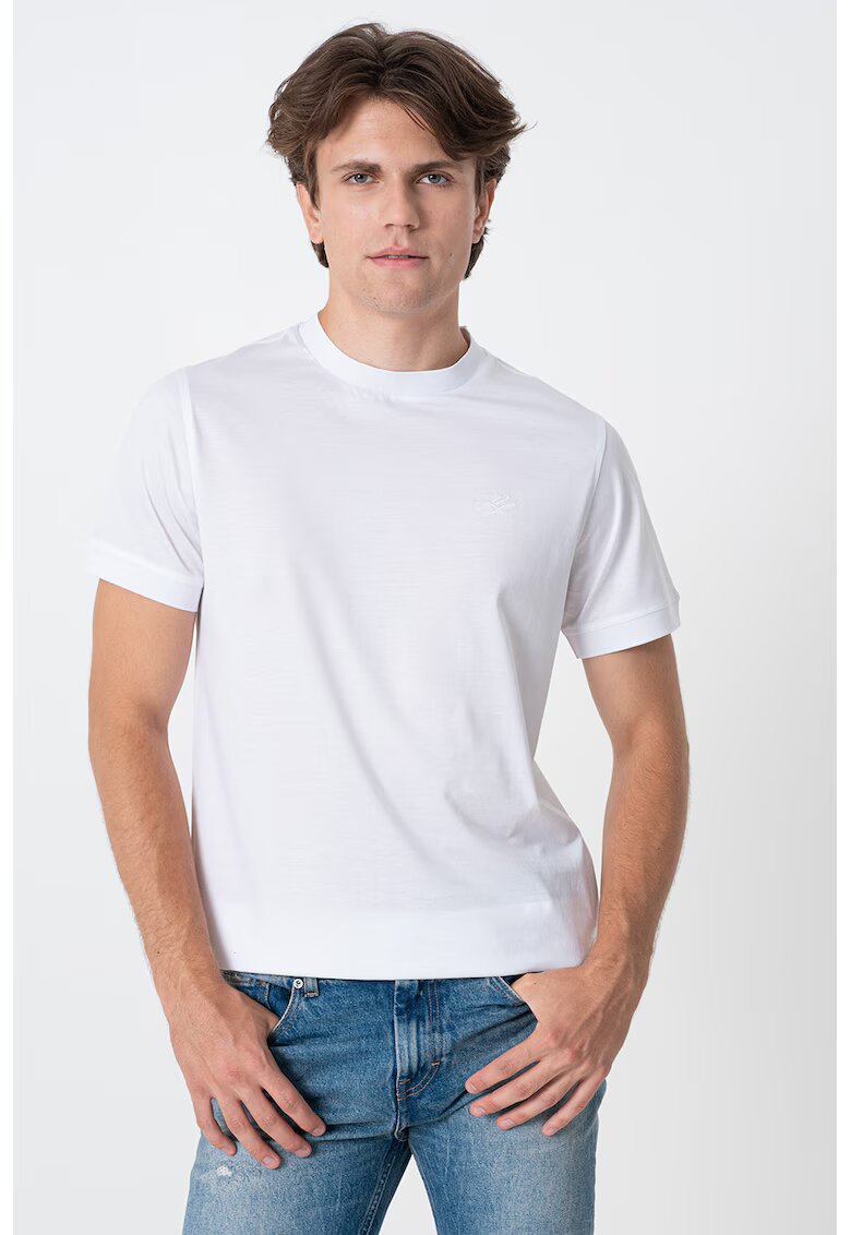 Karl Lagerfeld Tricou uni din bumbac cu decolteu la baza gatului - Alb optic