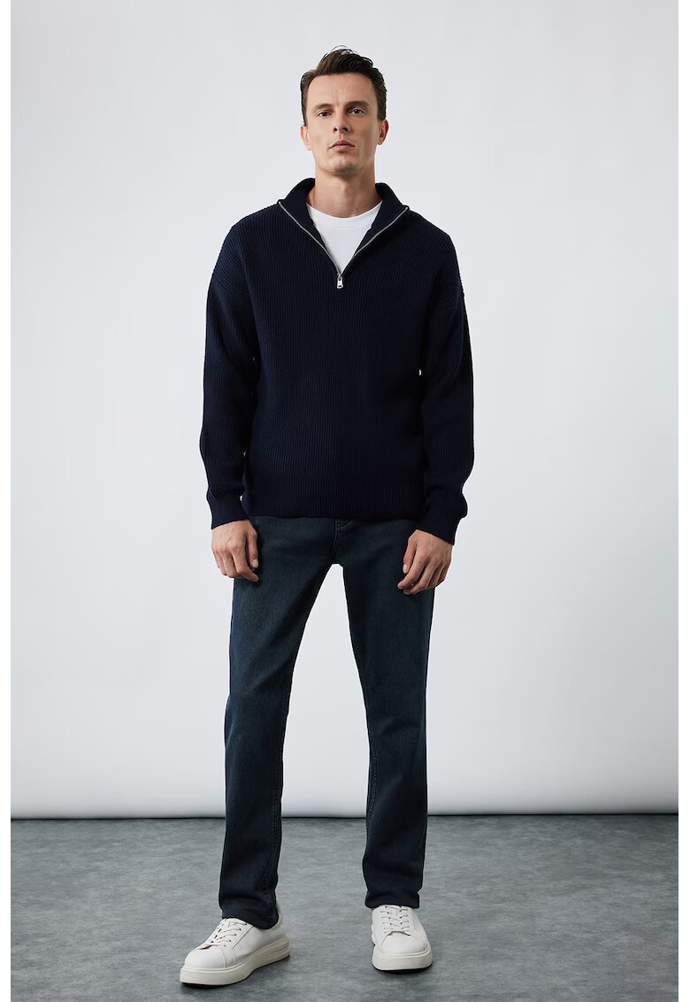 KOTON Blugi relaxed fit cu talie medie - Gri inchis